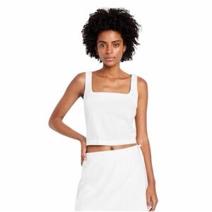 NWOT Linen Blend Sleeveless Crop Top | Size Large | White